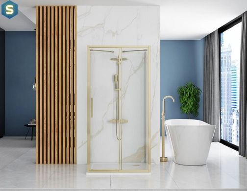 Душова кабіна Rea Rapid Slide 110x100 gold пристінна REA-KPL-09421, Золотий, Універсальна, прозорий, золотий