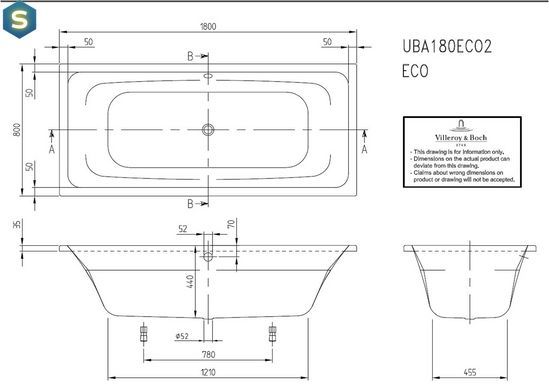 Ванна акриловая Villeroy & Boch Targa Style 180x80 UBA180FRA2V-01
