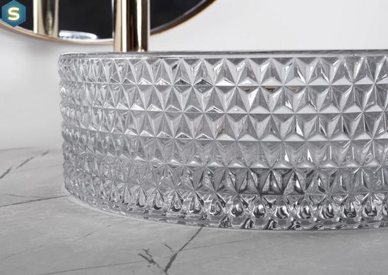 Умивальник Rea Cristal 35 light grey накладний REA-U9615, Прозрачный