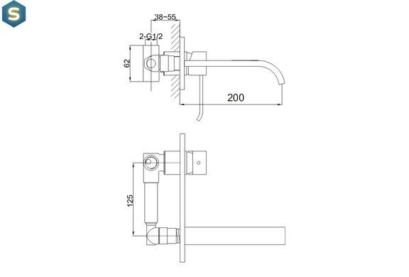 Змішувач для умивальника Kohlman Axis chrome + BOX прихованого монтажу QW185N, Хром