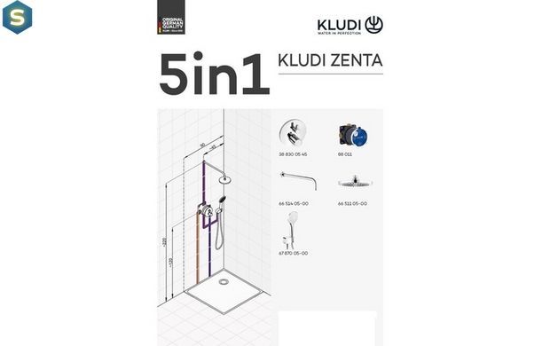 Душевая система скрытого монтажа с термостатом Kludi Zenta SL 250 хром 388320545
