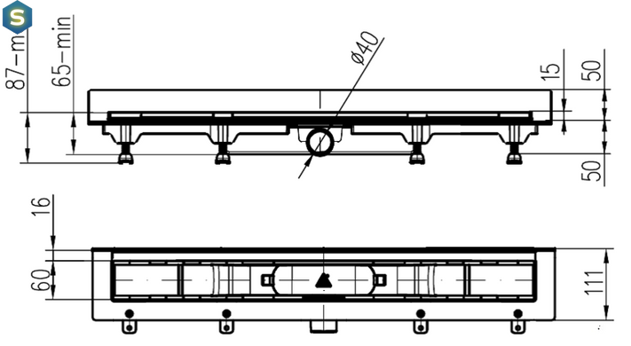 Душевой канал MCH CH-650D с решеткой Капли