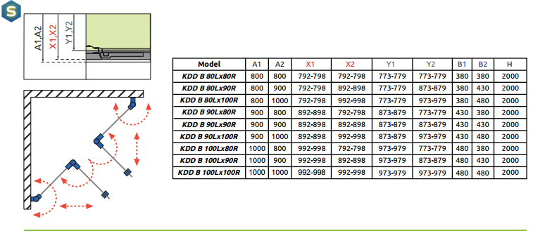Душевая кабина Radaway Arta KDD B 90Lх80R 386161-03-01L + 386160-03-01R