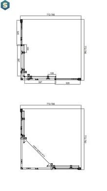 Душова кабіна Koller Pool розсувна квадратна Line Cube 800x800мм хром cкло 6мм прозоре LNCU80C, Хром, Універсальна, прозорий, хром