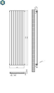 Вертикальный дизайнерский радиатор отопления Arttidesign Livorno 7/1800/476/50 чёрный матовий, Черный матовый