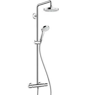 Душова система Hansgrohe Croma S Showerpipe Select 180 2jet Showerpipe з термостатом хром/білий 27253400