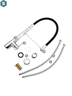 G4398-15 Змішувач для кухні однорич. силикон. гусак лат.корп. шпилька &Oslash;35 чорний/хром Gappo 1/8, Черный матовый