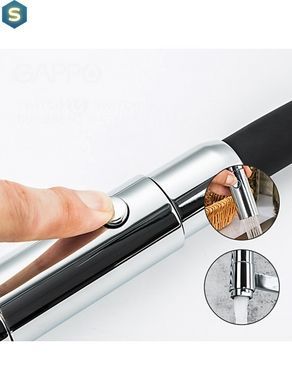 G4398-15 Змішувач для кухні однорич. силикон. гусак лат.корп. шпилька &Oslash;35 чорний/хром Gappo 1/8, Черный матовый