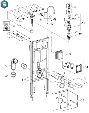 Grohe Rapid SL в сборе, для подвесного унитаза (кнопка Skate Cosmopolitan) (3873200A)