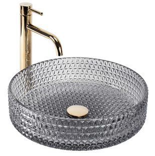 Умивальник Rea Cristal 39 grey накладний REA-U8880, Прозрачный