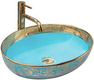 Умивальник Rea Margot gold/blue накладний REA-U8709, Синий
