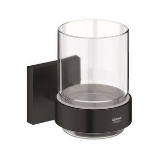 Стакан с держателем для ванной комнаты Grohe QuickFix Start Cube 410972430, Черный/золото