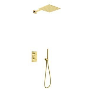 Душова система Kohlman Experience 30 gold з термостатом + BOX прихованого монтажу KPL-QW432EGDQ30, Золотий