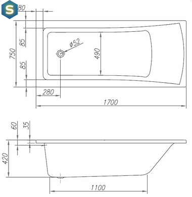Ванна акриловая Kolpa San Lambda 170x75 501001
