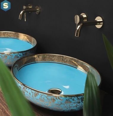 Умивальник Rea Margot gold/blue накладний REA-U8709, Синий