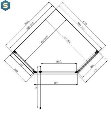 Душевая кабина Dusel DL197H Chrome 1000x1000x1900, Хром, прозрачный, хром, 100x100