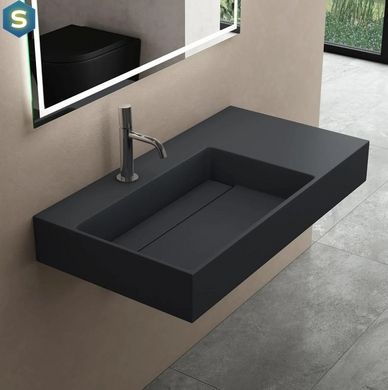 Умивальник Rea Archi 90 black matt накладний підвісний REA-U4304, Черный матовый