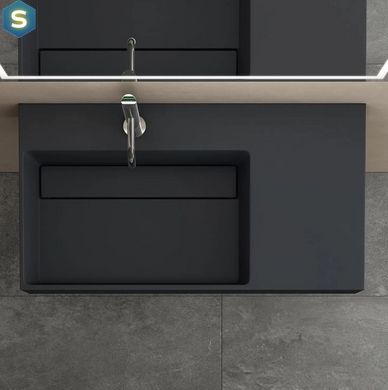 Умивальник Rea Archi 90 black matt накладний підвісний REA-U4304, Черный матовый