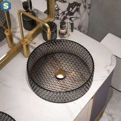 Умивальник Rea Cristal 39 grey накладний REA-U8880, Прозрачный