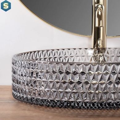 Умивальник Rea Cristal 39 grey накладний REA-U8880, Прозрачный