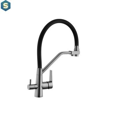 Змішувач для кухні з підключенням до фільтра Kroner KRP Edelstahl Klassisch - PVD03817BLK, Графит