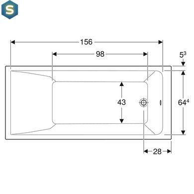 Ванна акриловая Geberit Selnova Square 170x75 554.385.01.1 + ножки, Белый