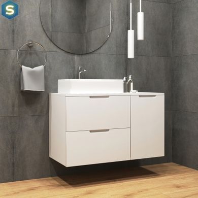 Тумба під умивальник зі стільницей Koller Pool Aqua New 100 з корзиною підвісна біла глянець 2022A1100AQNEW, Білий