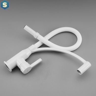 Смеситель для кухни Frap F4552-8 с гибким изливом, белый, Белый