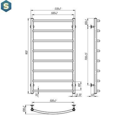 Рушникосушка водяна OnlyHeat Oria 500/900/8, Хром