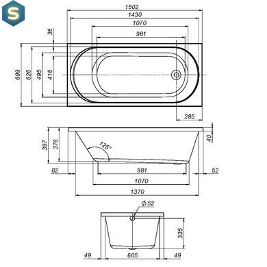 Ванна акриловая Am.Pm X-Joy 150x70 см белый W94A-150-070W-A1, Белый