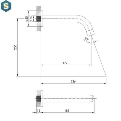 Вилив для ванни Imprese Brenta ZMK091908300 графітовий хром