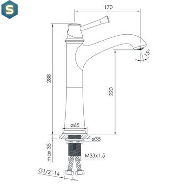 Змішувач для умивальника високий Imprese Podzima 35 мм black matt ZMK021708011, Чорний/золото