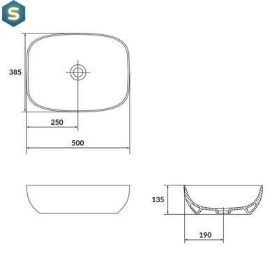 Умивальник на стільницю Cersanit Larga прямокутний 50x38 бежевий матовий K677-062