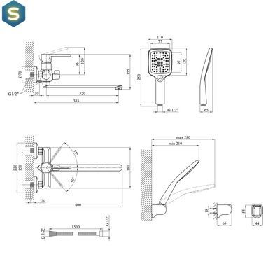Смеситель для ванной Kroner KRP Essen - W070 CV024331, Хром