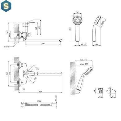 Змішувач для ванної Kroner KRM Odra - C070 CV019269, Хром