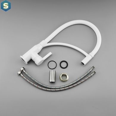 Смеситель для кухни Frap F4552-8 с гибким изливом, белый, Белый