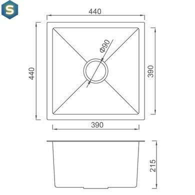 Кухонная мойка Gappo GS4444 встроенная 440x440 мм, нержавеющая сталь, Нержавеющая сталь