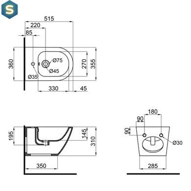 Биде подвесное Qtap Jay QT07555376W, Белый