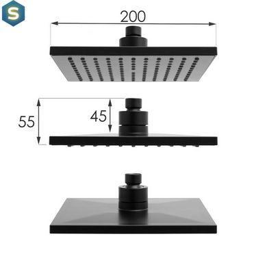 Душевая система Yoka Flova 20 black BP.FLOVA 20 BLK, Черный матовый