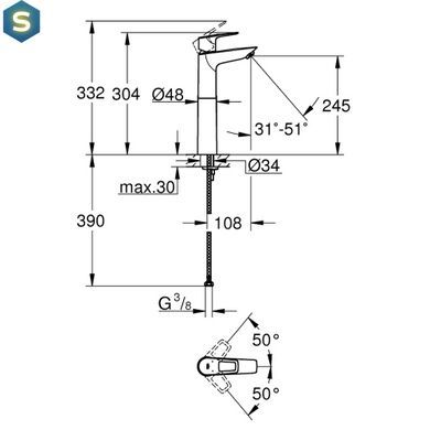 Смеситель для раковины Grohe BauLoop New XL-Size 23764001
