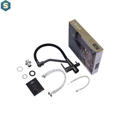 Змішувач для кухні з підключенням до фільтра Kroner KRP Edelstahl Klassisch - PVD03817BLK, Графит