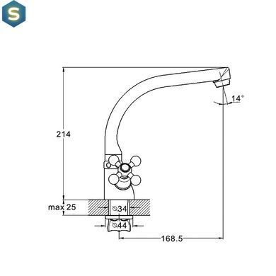 Смеситель для кухни Wezer TLD4-827, хром, Хром