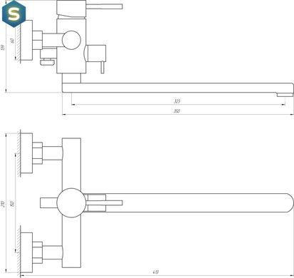 Змішувач для ванни Globus Lux Alpen SBT1-208, Графитовый хром