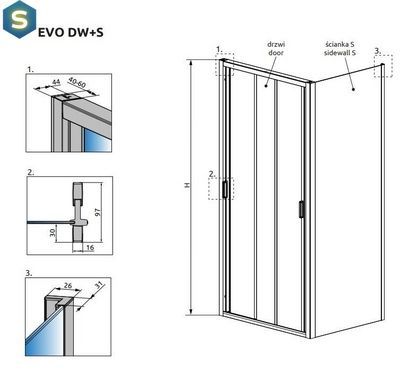 Душова кабіна Radaway Evo DW+S 95x90x200 335095-01-01 + 336090-01-01