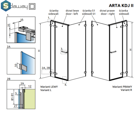 Душевая кабина Radaway Arta KDJ II 140x110 386457-03-01L+386046-03-01L+386023-03-01