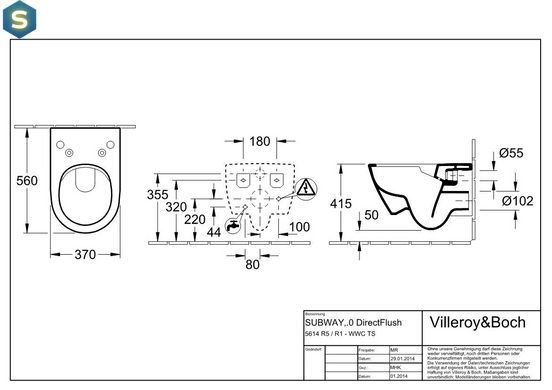 Унитаз подвесной Villeroy&Boch Subway 2.0 5614R5R1, Белый