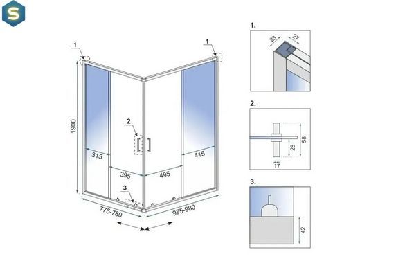 Душова кабіна Rea City 80x100 black REA-K6449, Черный матовый, Універсальна, чорний матовий