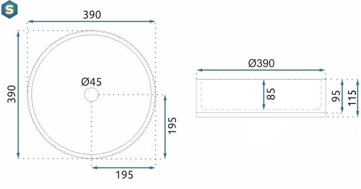 Умивальник Rea Cristal 39 grey накладний REA-U8880, Прозрачный