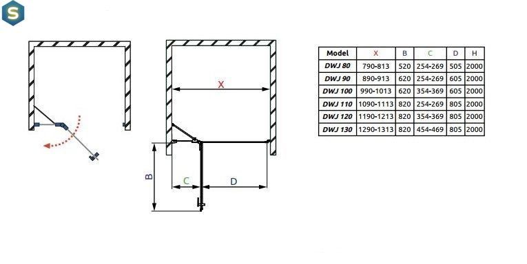Душові двері Radaway Fuenta New DWJ 90 см 384013-01-01L