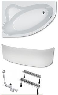 Ванна акриловая Koller Pool Nadine New 150x100 L + ножки + сифон + панель NADINENEW150X100L+WBW001+B70CPMA57+PFNADINENEW150LR, Белый